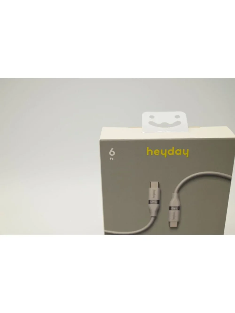 NIB Heyday Soft-Touch Fast Charging Cable Grey 6ft USB C to USB C